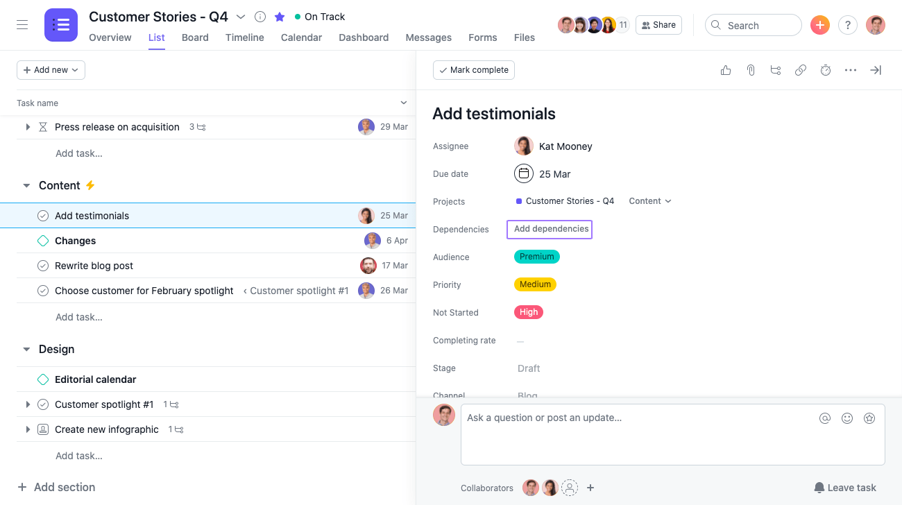 Task Dependencies and Timeline Management